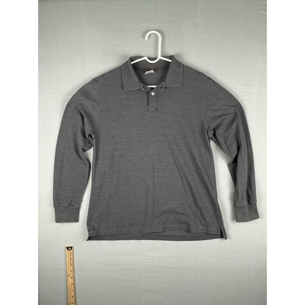 Steve & Barry's Mens Polo Shirt Medium Gray Long Sleeve Cotton‎ Blend